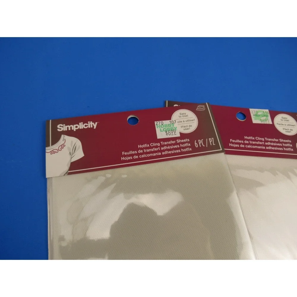 3 PACKS Simplicity Hotfix CRYSTAL Cling Transfer Sheets DIY 18 Sheets Total NEW